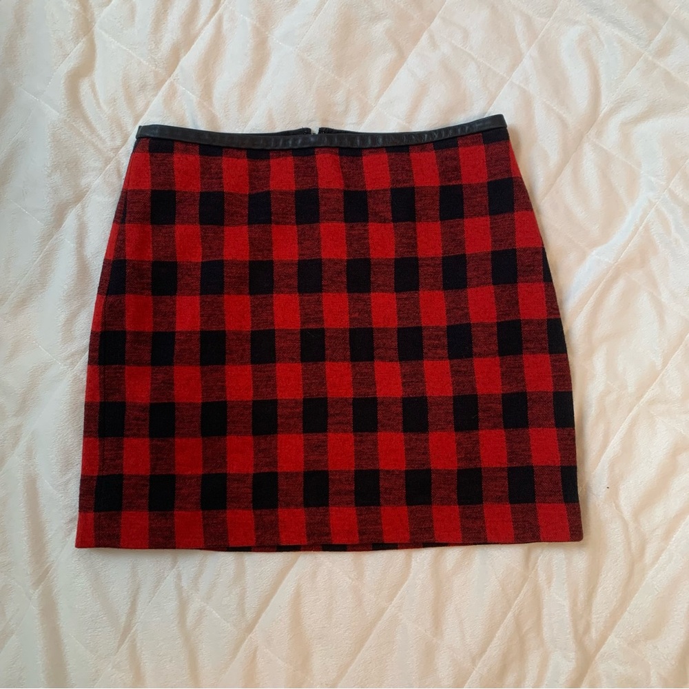 Madewell Gamine Leather Trim Mini Skirt in Buffalo Check